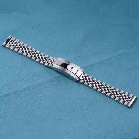 Rolamy 20mm Silver Stainless Steel Replacement Wrist Watch Band Strap Bracelet Jubilee with Oyster C