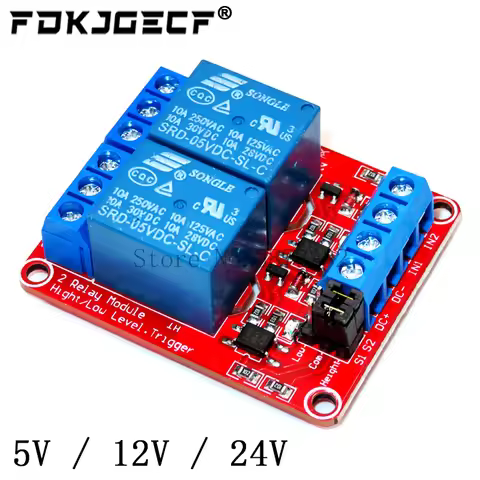 2 channel Relay Module 5V 12V 24V High and Low Level Trigger Relay Control With Optocoupler Two Way 