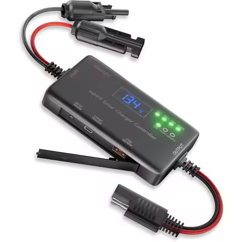 MPPT Solar Charge Controller 12V 10A, Solar Panel Charge Controller With Type-C and USB Output For A