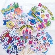 Spongebob Theme Birthday Cake Topper, Baby Shark, Spidey Amazing Friends, Doraemon/Birthday Topper