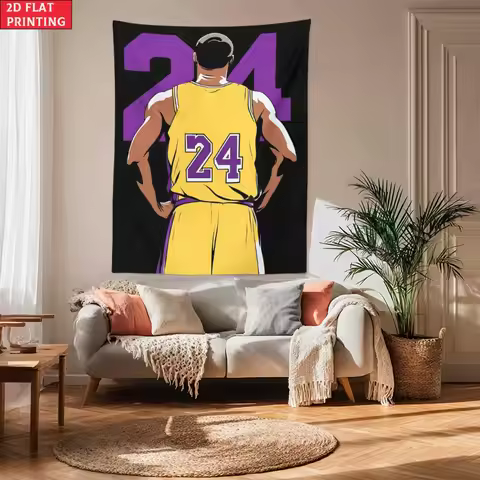 Kobe Bryant 24 Lakers Basketball Jersey Wall Tapestry Sports Fan Decor NBA Memorabilia Gift for Fans