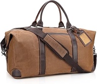 Polare 22” Waxed Canvas Cowhide Leather Travel Duffel Bag Waterproof Overnight Carry on Luggage Duff