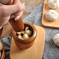 Wood Garlic Masher Bowl Mashing Household Crushing Jar Mortar Pestle Kitchen Gadget Garlic Bowl Pepper Ginger Mortar Garlic Pres