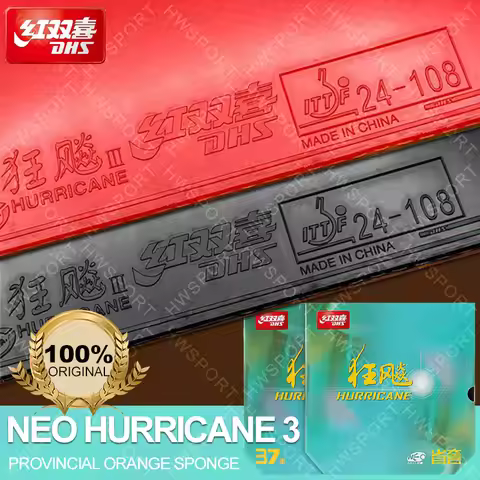 DHS NEO Hurricane 3 Provincial Table Tennis Rubber Orange Sponge NEO H3 Prov OS Ping Pong Rubber Sti