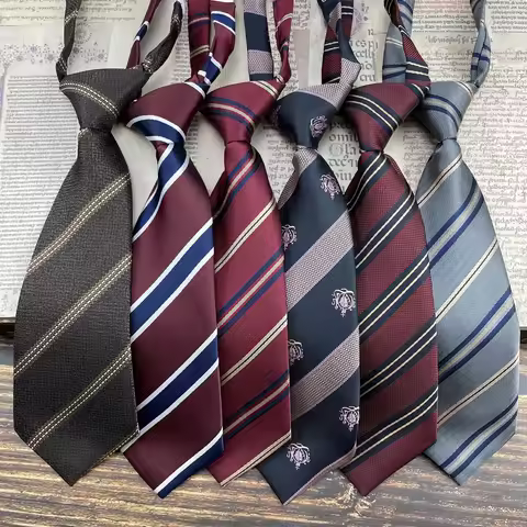 22CM Short Neckties Handmade Striped Small Ties For Men Women Lazy Tie Young Girls Cute College Styl
