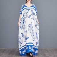 Oladivi L-9XL s Size Fashion Printed Women Bohemian Dress Casual Loose Oversized Dresses Summer Boho