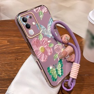Casing hp For VIVO Y29 4G Y300T 5G T4X 5G Case aesthetic Luxurious Flowers and Butterflies Kasing Ce