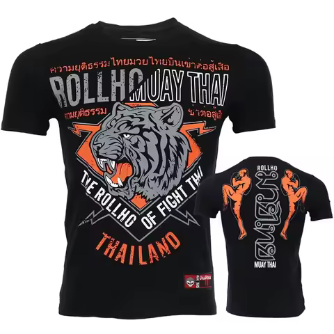 Funny 3D Tiger Print Tees Fashion Gym Muay Thai Sports Men's T-shirt Casual Loose O-neck Tops Short 