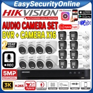 HIK HIKVISION 5.0MP Smart Hybrid Light 16CH PACKAGE SET DVR + 16 CAMERA 5MP CCTV Audio Record Mic Ni