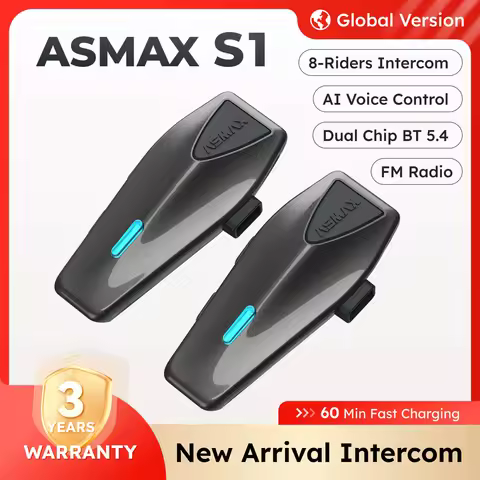ASMAX S1 Helmet Bluetooth Headset Voice Control Motorcycle Communication Systems 8 Riders Helmet Int