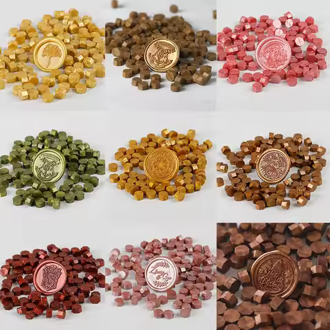 100 Pcs Wax Print Beads Retro Wax Seal for Stamps Sealing Macaron Gold Wedding Birthday Wax Lacquer 