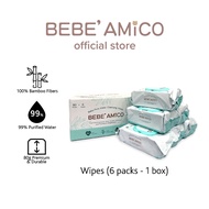 [Bundle Set] Bebe Amico Official Store Baby Pure Water Cleansing Wipes - 100% Bamboo Fibre (80pcs x 