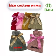 Toddler ribbon beanie can be given a name