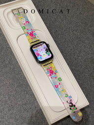 สายรัด Apple Watch ผ้าไหมพิมพ์ลายกระต่ายสีใส สายรัดผ้าคล้องคอแบบนุ่ม สายรัด Apple Watch สำหรับผู้หญิ