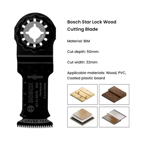 Bosch AIZ32BSPB BIM Starlock Oscillating Multi‑Tool Saw Blade 32mm Clean Cut Wood Cutting Blade For 