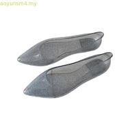 Young Pointed Jelly Shoes for Women Crystal Transparent PVC Shoes Flats Topsider Shoes for Ladies