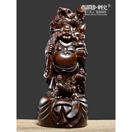 Ebony Wood Carving Five Sons Maitreya Buddha Statue Ornaments More Sons More Fortunes Send Sons Laug