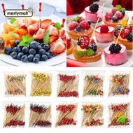 MERLYMALL Bamboo Pick, Disposable Picnic Party Supplies Cocktail Fork,  Wooden Cocktail Pick Food Cu