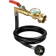 Propane Refill Adapter for 1 lb Tanks, 3FT Hose with Pressure Gauge & ON/Off Valve, QCC1/Type1 20lb 
