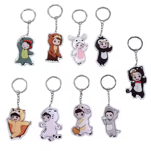 1PC Korean Exo Men's Group Kawaii Acrylic Keychain Cartoon Cosplay LAY SE HUN BAEK HYUN Keyring For 