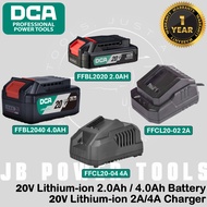DCA 20V 2.0Ah / 4.0Ah Lithium-ion Battery & 2A/4A Fast Battery Charger FFBL2020 FFBL2040 FFCL20-04
