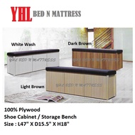 YHL Kings Shoe Cabinet / Stoarage Cabinet With PVC Cushion Seat / Storage Bench (Free Delivery And Installation)