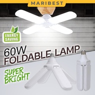 60W 6500k Foldable LED Lamp Light E27 Bulb Home Ceiling Light Spotlight Foldable Fan Blade Pendant L
