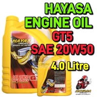 100% ORIGINAL HAYASA ENGINE OIL MINYAK HITAM GT5 SAE20W50 FOR CAR MYVI PROTON PERODUA AXIA ALZA 4.0L