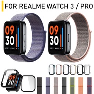 For Realme Watch 3 / 3 Pro 22mm Woven Nylon Strap Tempered Glass Screen Protector Case Bumper Cover Watch Replacement Wrist Band
