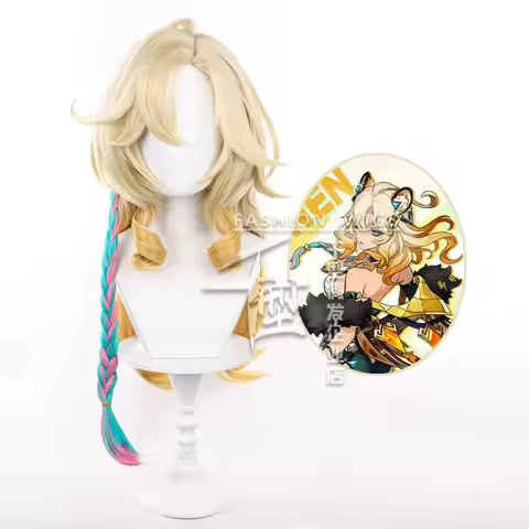 Game Genshin Impact Xilonen Cosplay Wig Long Mixed Color Cos Wig + Cap Halloween Girls Women