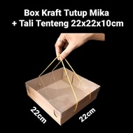 5pcs Box Kraft Lid Mica Cardboard Cake Packaging Cake Dus Lapis Legit Hampers Packaging Size 22x22x10 cm