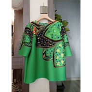 Miyake Pleated spring and summer new ancient wind totem design printing design fashion round neck T