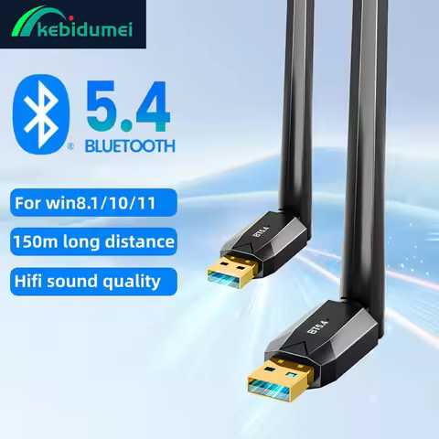 Kebidumei 150M Bluetooth 5.4 Adapter USB Dongle Driver Free for Win 11/10/8.1 Mouse Keyboard Handle 