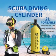 2L Scuba Diving Equipment/gear Mini  Tank  Mask/Adapter Cylinder Oxygen Bottle Underwater Snorkeling
