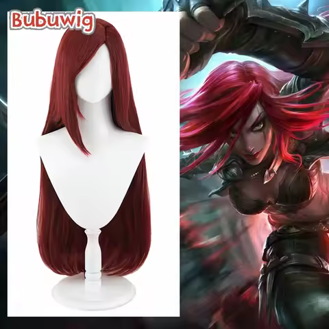 Bubuwig Synthetic Hair Katarina Cosplay Wigs Game LOL Black Rose Prestige Katarina 70cm Long Straigh