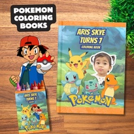 Pokemon Personalized Coloring Book Customized Giveaway Souvenir Birthday Kids Party