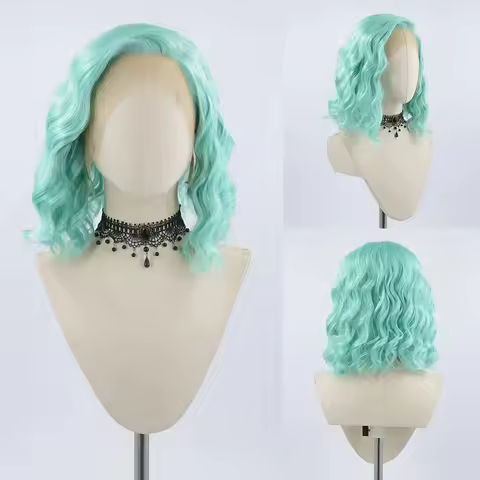 Mint Green Wig Short Bob Body Wave Lace Front Wig 12Inch 13x4 HD Water Wave Lace Frontal Wigs Pre Pl
