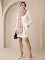 100% Pure Cashmere Pink Plaid Scarf Brand New With Tags One Size 全新吊牌 純羊絨 粉色 格紋圍巾 羊毛圍巾 (Burberry Acn