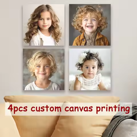 4pcs/set Custom Canvas Printing Personalized Photo Suitable for Family Life Pets Scenery Couple Wedd