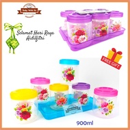 Bekas Kuih Raya Set / 6pcs Cookies Canister Set + 1pc Serving Plate / Balang Kuih Raya Bekas Kuih &amp; Biskut