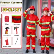 8PCS Fireman Costume For Kids Boys Girls Firefighter Costume For Kids Fireman Kids Costume Firefight