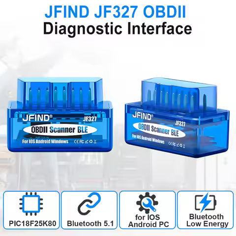ELM327 Code Reader Car Motorcycle Diagnostic Tool JFIND JF327 Bluetooth 5.1 OBD2 Scanner 25K80 ChipC
