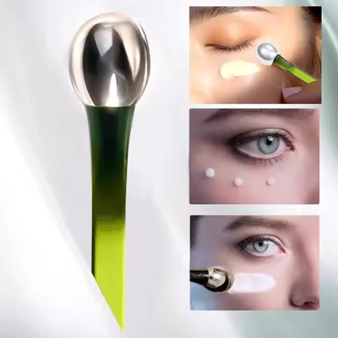 2in1 Mini Eye Massage Metal Eye Cream Applicator Eye Cream Divided Scoop Massage Roller Face Thin Sk