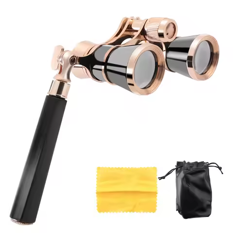 Black 3X25 Opera Binocular Coated Lens Telescope Opera Glasses Coated Theater Glass Lady Glass Handl