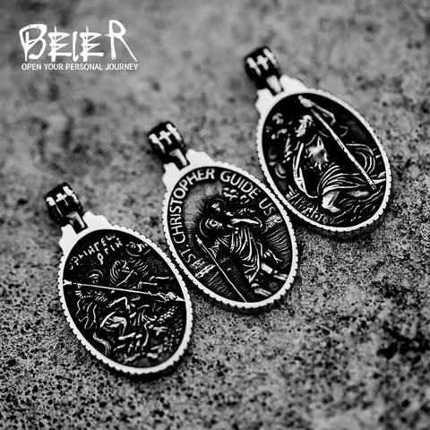 St Christopher Men's Patron Saint Of Time Travelers Archangel Michael dragon slayer st george Pendan