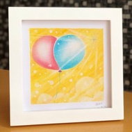 Allie 的舒心藝術 | 原創手繪粉彩畫 18cm 附框 | 夢想氣球