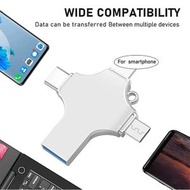 全城熱賣 - USB隨身隨身碟128GB - 4合1 USB 3.0高速拇指驅動器記憶棒便式跳躍驅動器存儲裝備適用於iPhone/iPad/電腦/筆記型電腦/PC/Android外部數據存儲，OTG