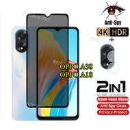 OPPO A38 A18 Private Tempered Glass Anti-Spy Full Cover Screen Protector Anti Peek 2in1 Privacy Film