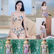 บิกินี่ bikini ลายผีเสื้อ 3 ชิ้นแถมฟรีผ้าคลุมบิกินี่ มีด้วยกันถึง7สีพร้อมส่ง มีฟองน้ำ พร้อมส่งในไทย