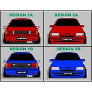 stiker utk kereta proton saga sedan/aerobek siap no plat